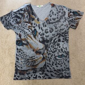 Stella McCartney Gray Leopard Print Tee
